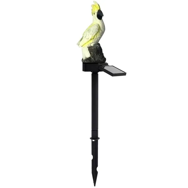 Napelemes LED kerti lámpa, fehér kakadu papagáj forma, IP67, 42 cm