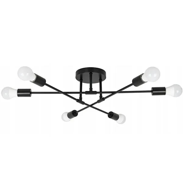 Függesztett loft mennyezeti lámpa 6×E27, fekete, Ø51,5 cm