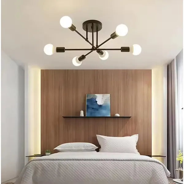 Függesztett loft mennyezeti lámpa 6×E27, fekete, Ø51,5 cm