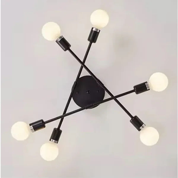 Függesztett loft mennyezeti lámpa 6×E27, fekete, Ø51,5 cm