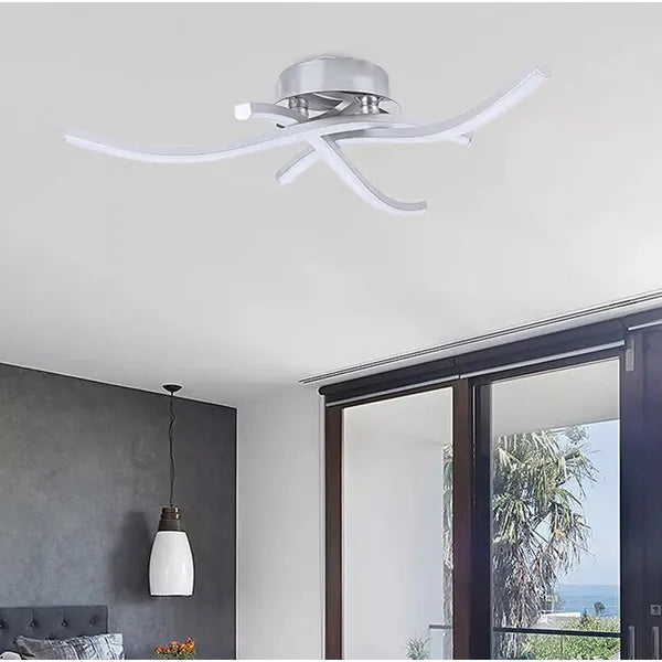 Modern LED mennyezeti lámpa, króm, 16 W, 43×43 cm, neutrál fehér