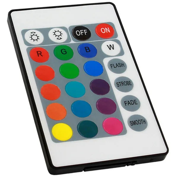 RGB LED izzó E27 9W távirányítóval, 16 szín