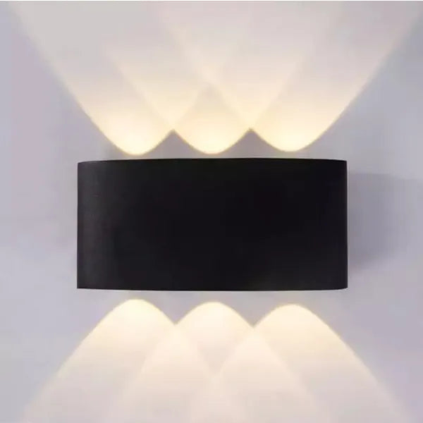Energiatakarékos LED kültéri fali lámpa, 2 irányú világítás, fekete alumínium
