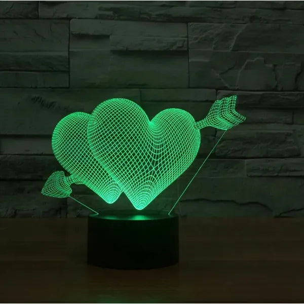 3D szív alakú LED éjjeli lámpa, RGB, távirányítóval, USB/AA, akril