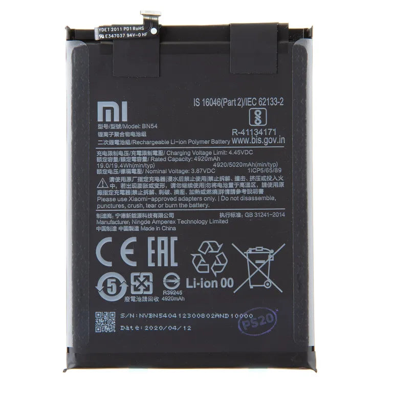 BN54 Xiaomi eredeti akkumulátor 5020mAh (szervizcsomag)