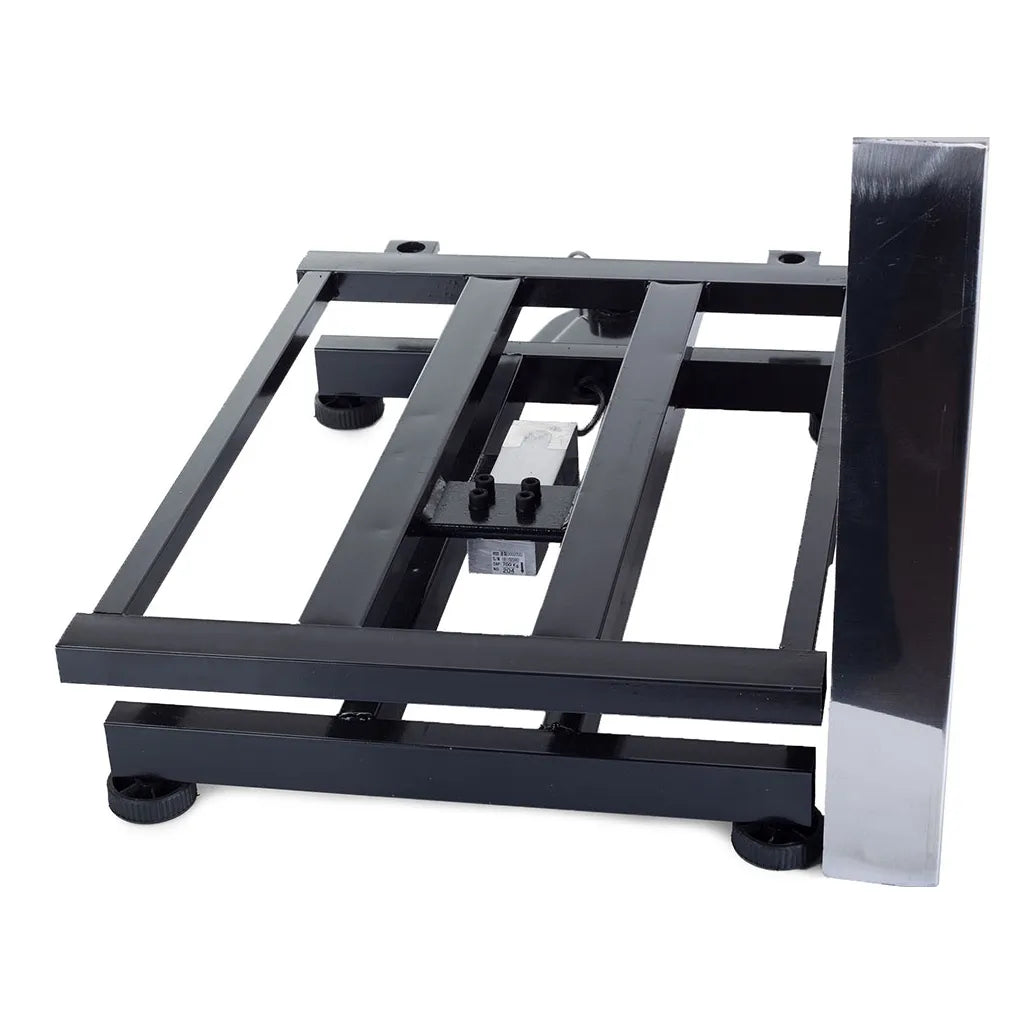 Platform mérleg LCD kijelzővel, újratölthető akkumulátorral, háttámlával, 50x40 cm, 300kg, 230V