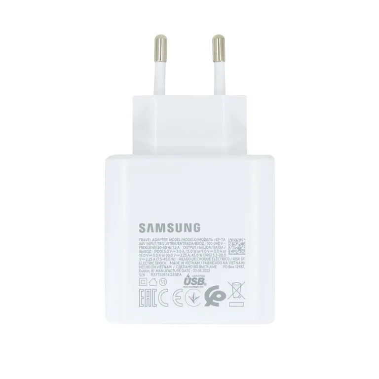 EP-TA845EWE Samsung Quickcharge USB-C 45W-os utazási töltő fehér (OOB Bulk)