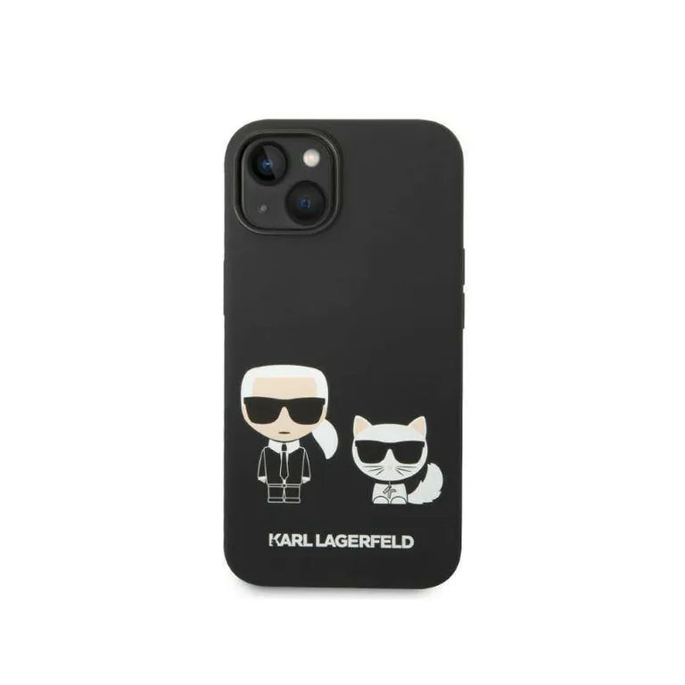 Eredeti iPhone 14 Plus Karl Lagerfeld Hardcase folyékony szilikon Karl & Chupette Magsafe (KLHMP14MSSKCK) Fekete