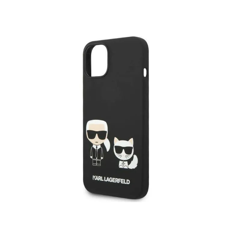 Eredeti iPhone 14 Plus Karl Lagerfeld Hardcase folyékony szilikon Karl & Chupette Magsafe (KLHMP14MSSKCK) Fekete
