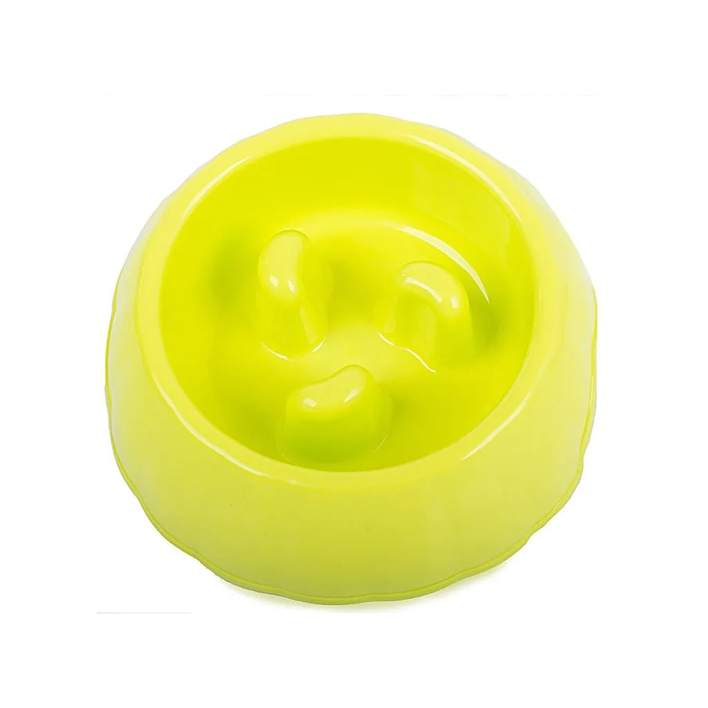 Étel lassító tál kutyának macskának csúszásmentes párnákkal, 0.4l, zöld