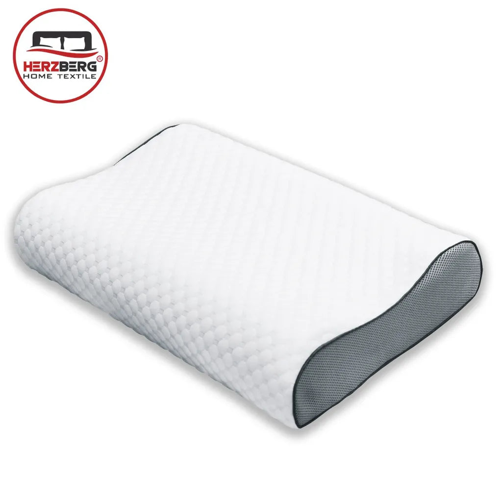 Herzberg Ergonomikus memóriahabos párna, bambusz szövet, 60x40x12/10cm, fehér