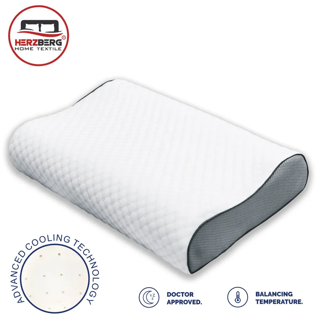 Herzberg Ergonomikus memóriahabos párna, bambusz szövet, 60x40x12/10cm, fehér