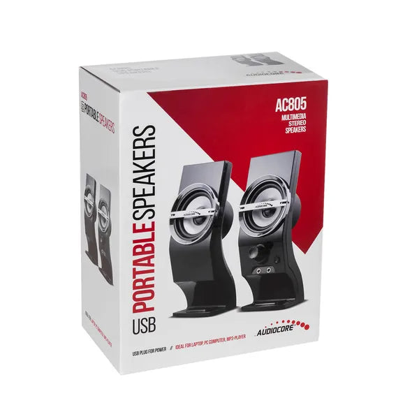 Audiocore AC805 6 W USB számítógépes sztereó hangszórók, fekete