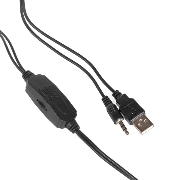 USB 6 W sztereó számítógép hangszóró, kék LED, 3,5 mm jack