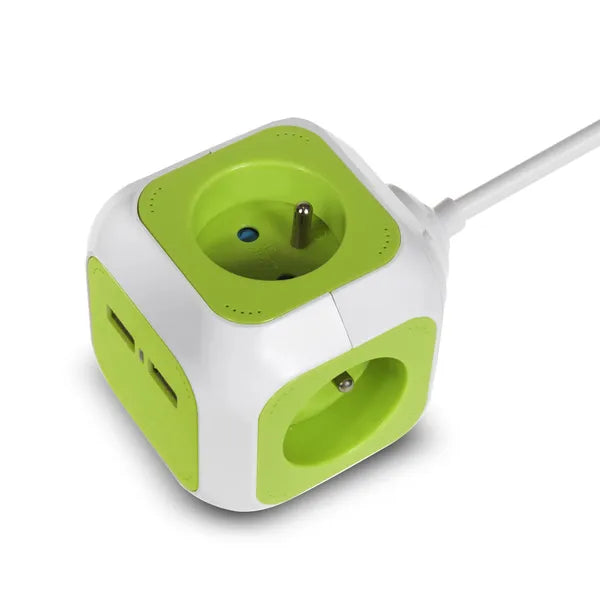 MagicCube kockaelosztó 4 földelt aljzattal, 2 USB porttal, 1,4 m kábel