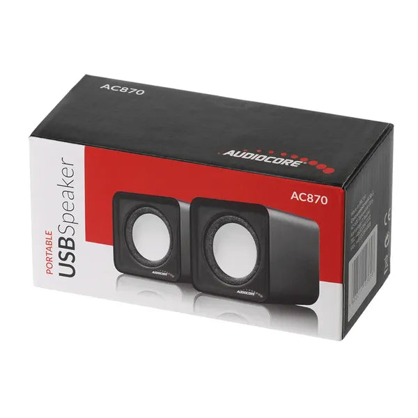 Audiocore AC870 R 6W USB sztereó PC hangszóró pár, piros-fekete