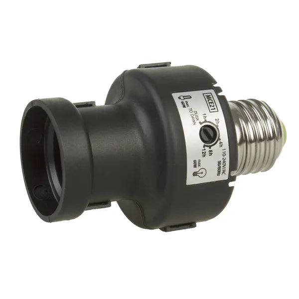 E27 foglalatba csavarható 100 W alkonykapcsolós, időzítős adapter IP20