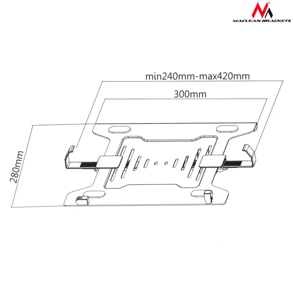 Maclean MC-764 VESA laptop tartó tálca, 10–15,6'', 4,5 kg teherbírás