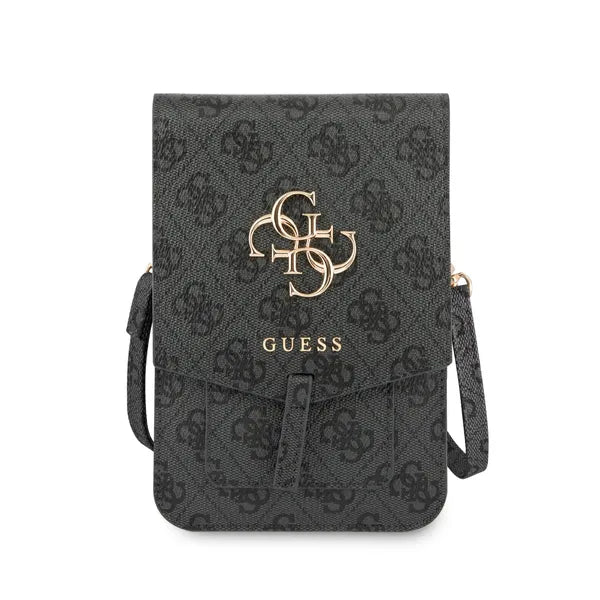 Guess 4G fém logós szürke PU bőr telefon táska, vállpánttal 175×117 mm