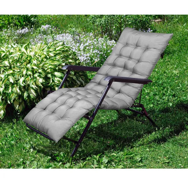 Világosszürke mikroszálas napozóágy párna 165x50 cm, 10 cm vastag