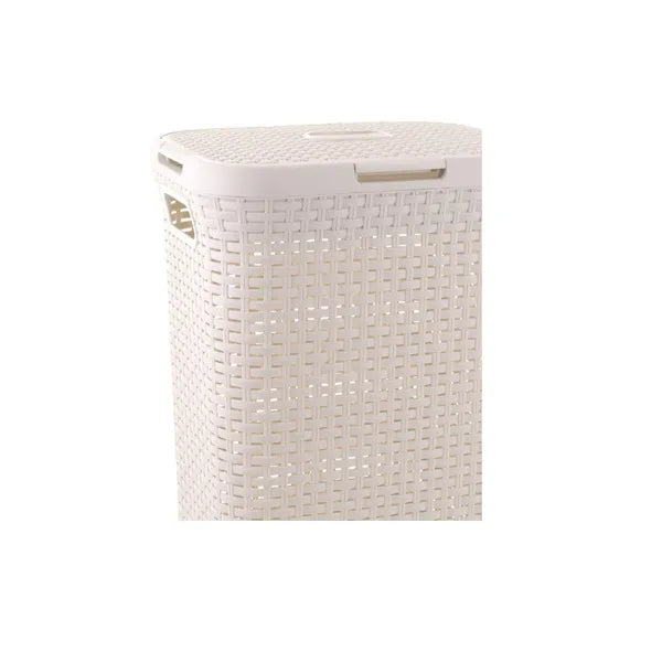 Curver Natural Style krém 40 L szennyeskosár, szellőző rattan hatással