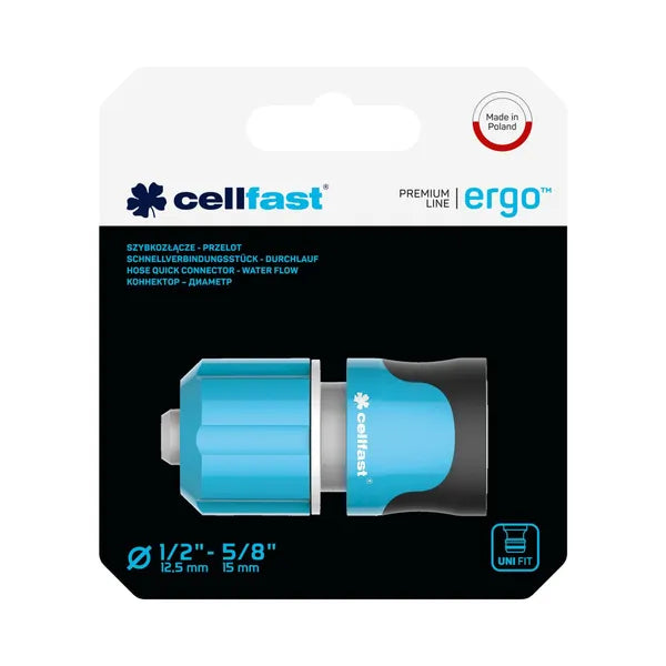 Cellfast Ergo gyorscsatlakozó átmenő 1/2″-5/8″ kerti tömlőhöz