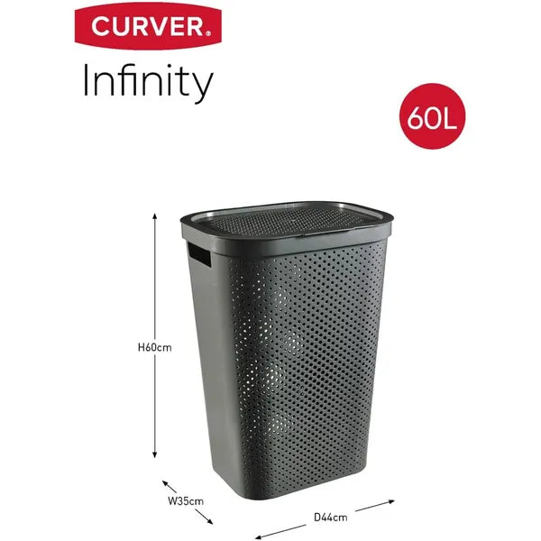 Curver Infinity újrahasznosított szennyestartó kosár, 60 l, sötétszürke