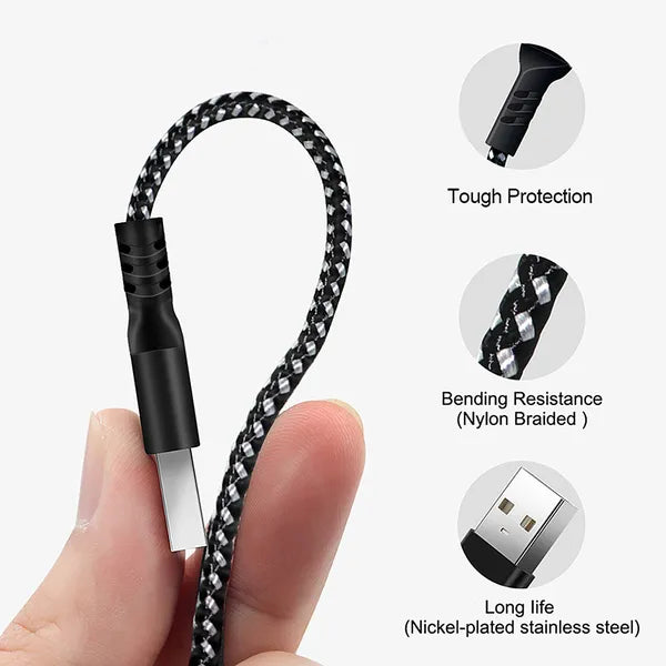 Lightning USB-A–Lightning kábel, 1 m, nylon fonott, 2.4 A gyors töltés