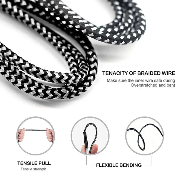 Lightning USB-A–Lightning kábel, 1 m, nylon fonott, 2.4 A gyors töltés