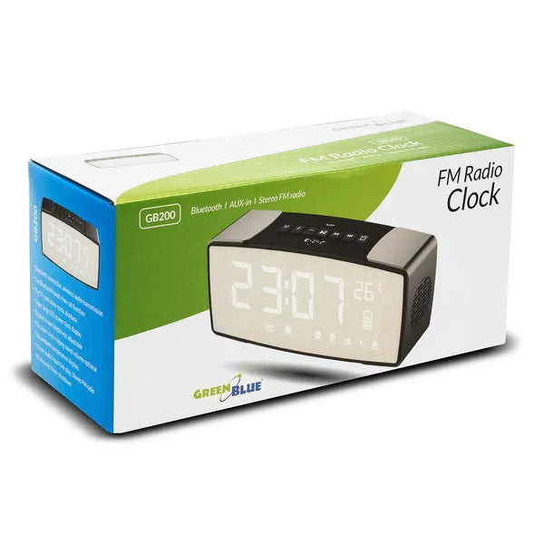 Bluetooth FM rádiós ébresztőóra 6 W sztereó hangszóróval, hőmérő, AUX, 2200 mAh