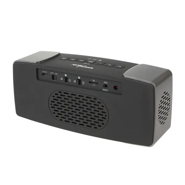 Bluetooth FM rádiós ébresztőóra 6 W sztereó hangszóróval, hőmérő, AUX, 2200 mAh