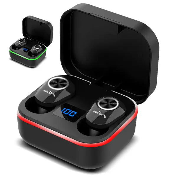 Fülbe helyezhető TWS Bluetooth 5.1 fülhallgató 300 mAh töltőtokkal, fekete