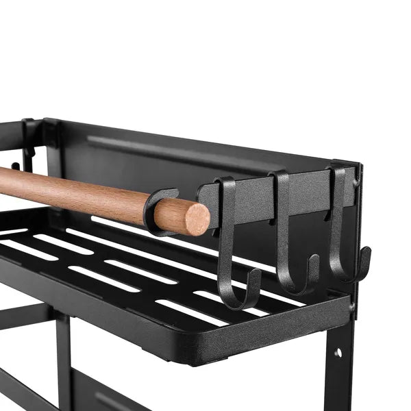 Maclean MC-910 fekete mágneses hűtő-/mosógép polc, 2 szint, 12 kg teherbírás