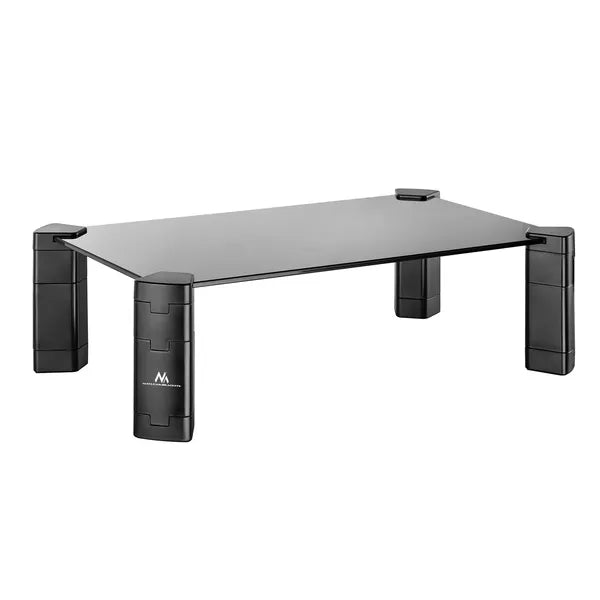 Edzett üveg laptop-/monitorállvány 40×24 cm, 4 fokozatú magasság, 20 kg
