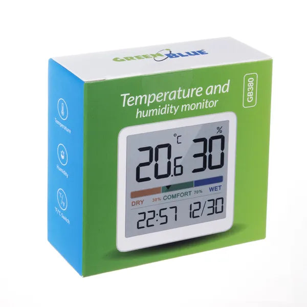 Digitális hőmérő-páratartalom-mérő óra-dátum funkcióval, CR2032, -9,9–60°C