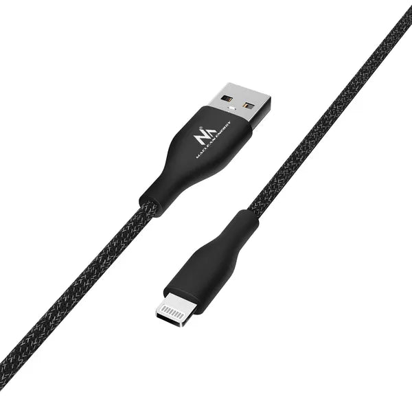 Maclean MFi USB-A – Lightning kábel, 2.4 A, 1 m, fekete, nylon