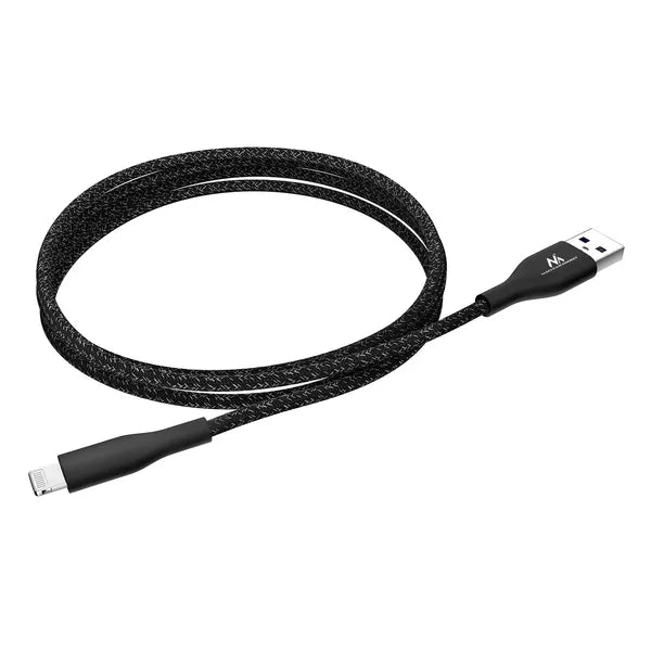 Maclean MFi USB-A – Lightning kábel, 2.4 A, 1 m, fekete, nylon