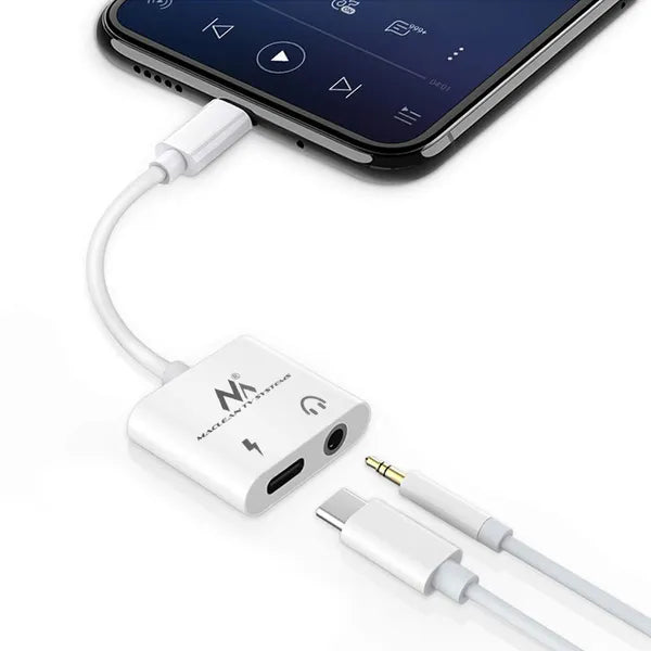 USB-C–3,5 mm jack + 30 W PD töltő adapter, DAC, 12 cm