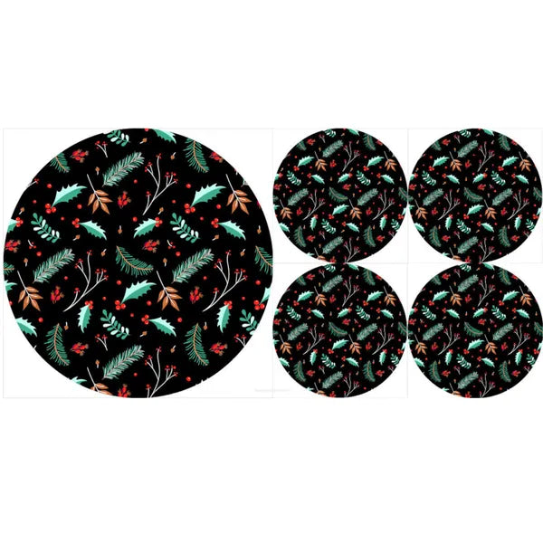 Bertoni EE 5 részes kerek filc alátét szett magyal mintával 33/16 cm