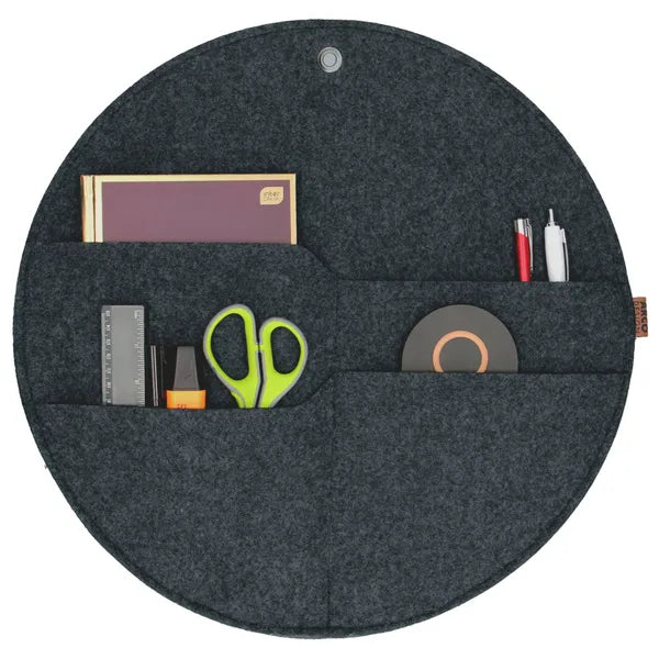 Fali filc kör organizer zsebekkel, antracit, XL, Ø45 cm