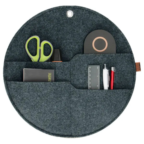 Fali filc kör organizer zsebekkel, antracit, XL, Ø45 cm