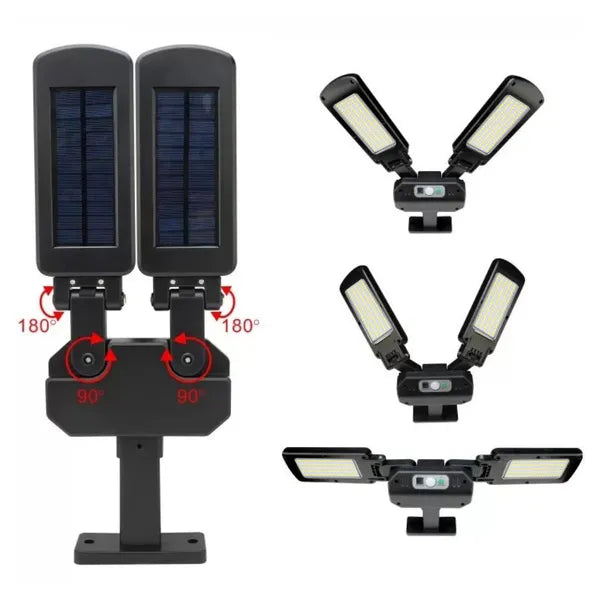 Napelemes LED utcai lámpa mozgásérzékelővel, távirányítóval, 5W, 2x450lm, 6500K