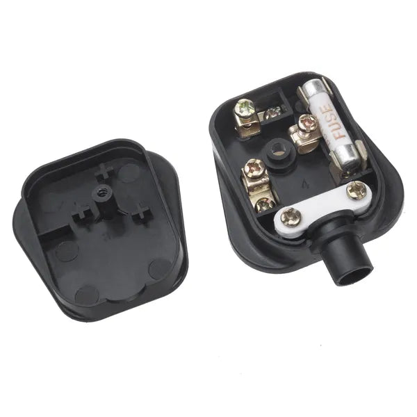 Angol 3-pólusú csatlakozódugó, 13 A 230 V, fekete, kábelre szerelhető