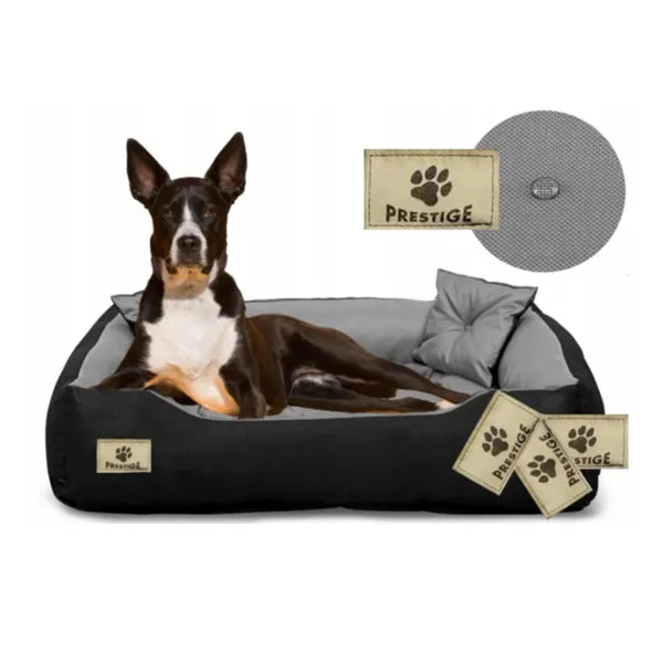 KingDog Prestige kutya- és macskafekhely, szürke-fekete, 75×65 cm