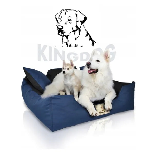 KingDog vízálló kutya- és macskaágy, kék-fekete, 130×105 cm
