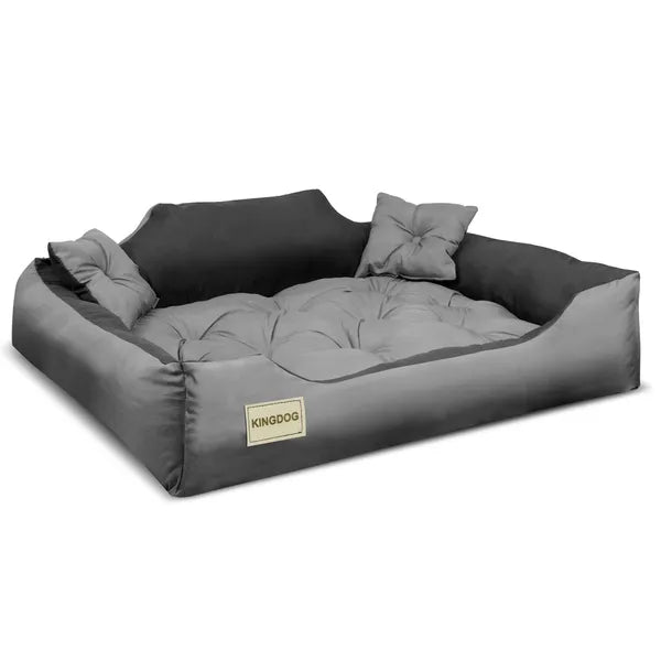 Szürke-fekete mikroszálas kutya-macska fekhely 80×60/100×75 cm 2 párnával