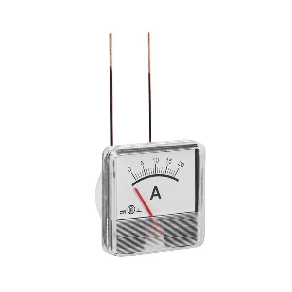 Analóg DC amperemérő 0–20 A, 47 mm, négyzet