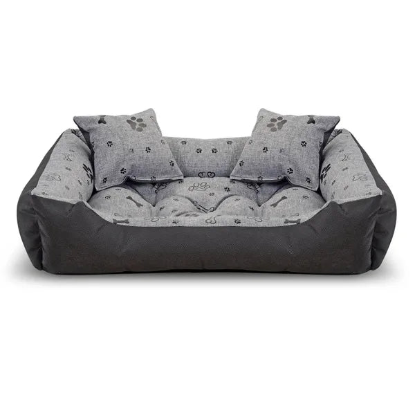 Cordura vízálló kutyafekhely XL 100×75 cm, szürke-fekete, 2 párnával