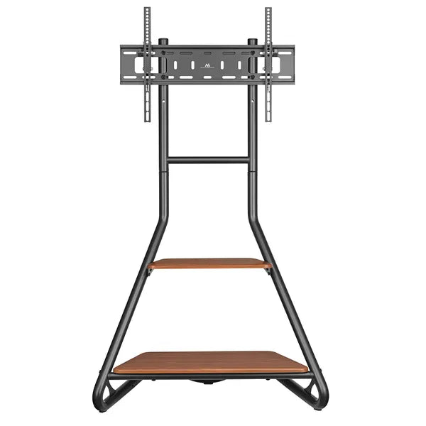 Maclean MC-455 szabadon álló TV állvány fa polcokkal 37–75″, 40 kg