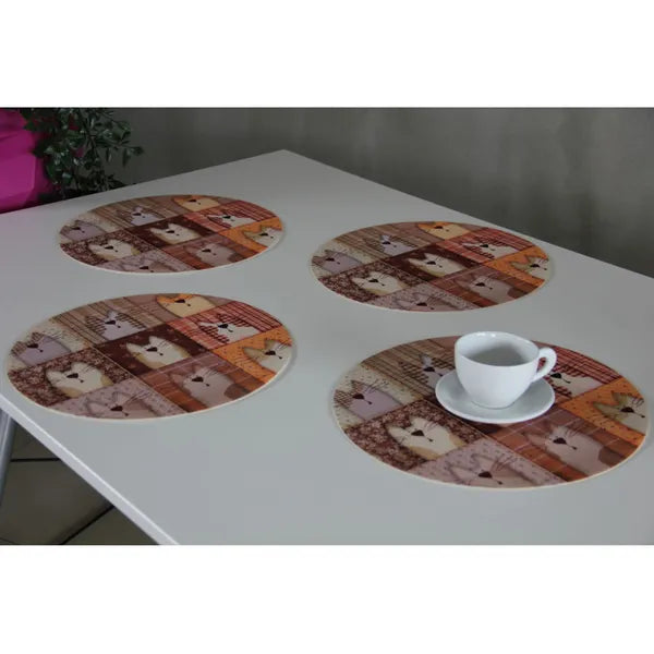 Pexeso Beige kör alakú filc asztali alátét szett, 4 db, 33 cm